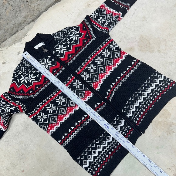 Breckenridge Woman 1X Fair Isle Snowflake Zip Up Cardigan Sweater 100% Cotton - Picture 5 of 8